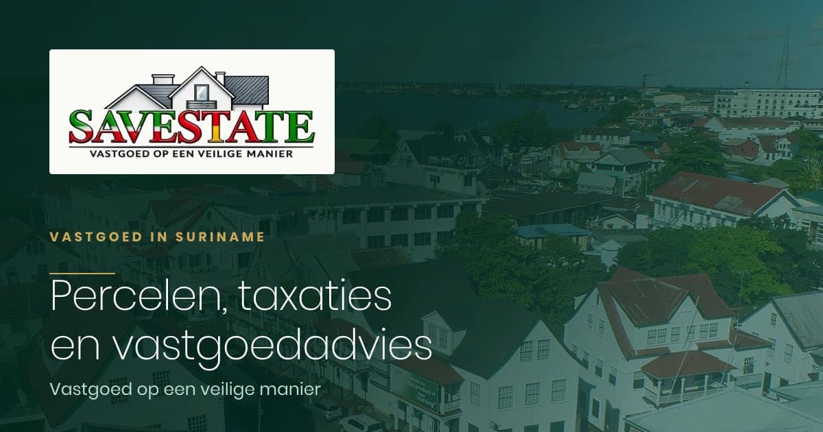 SAVESTATE — Vastgoed in Suriname website screen 1, designed and developed by Promiq Agency