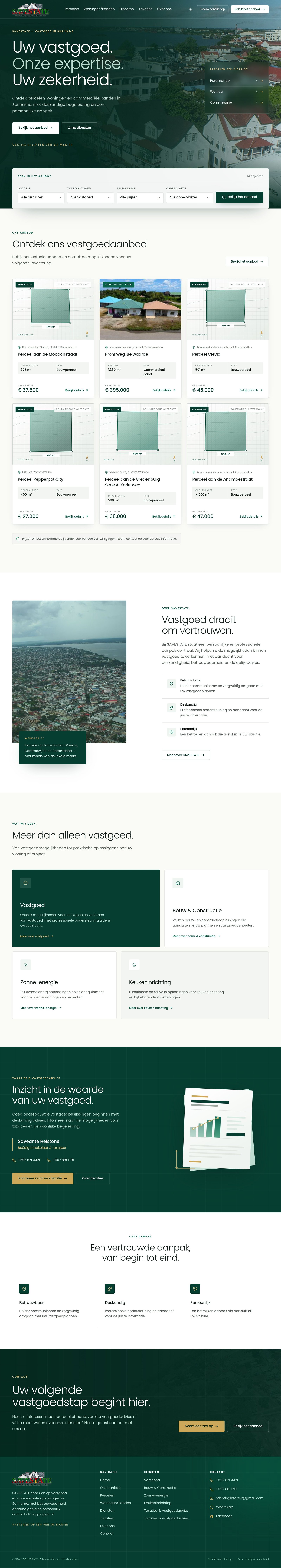 SAVESTATE — Vastgoed in Suriname website designed and developed by Promiq Agency